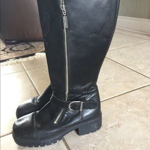 Harley Davidson Knee High Leather Motorcycle Boots